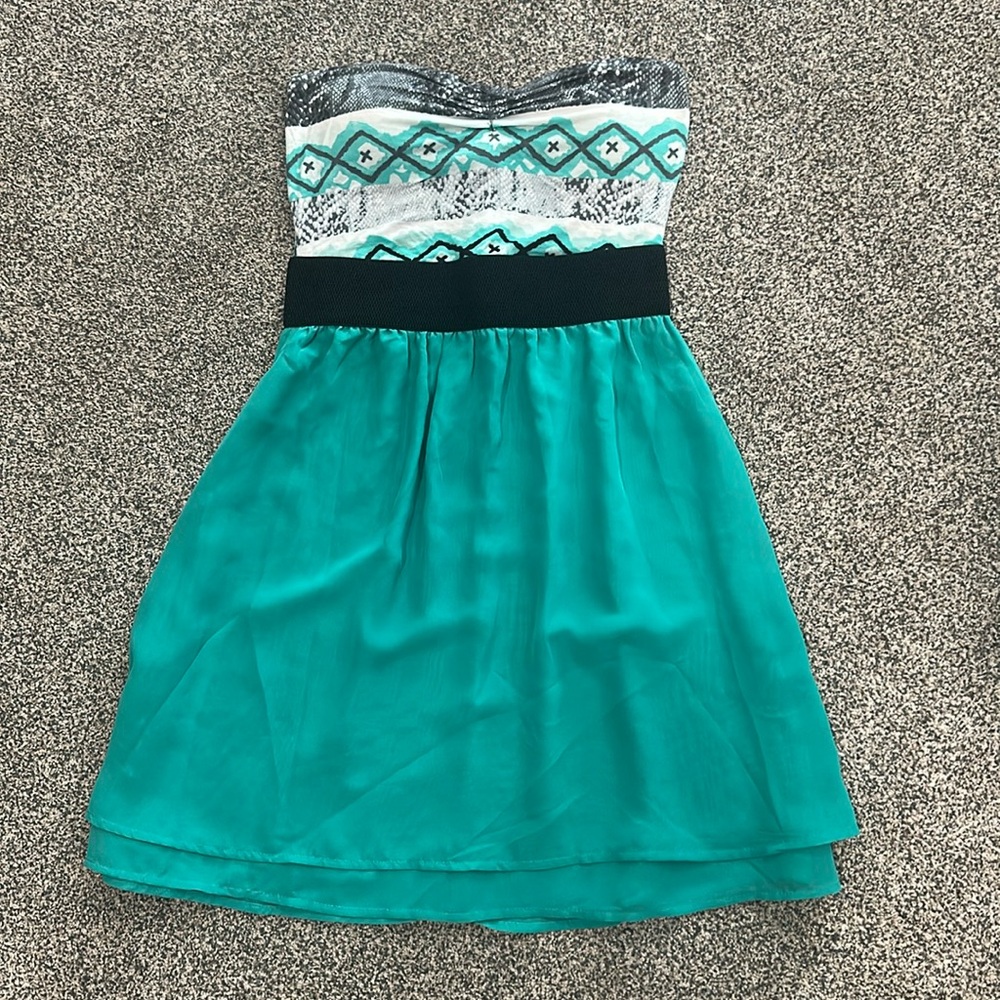 Teal/Snake Print Mini Dress
